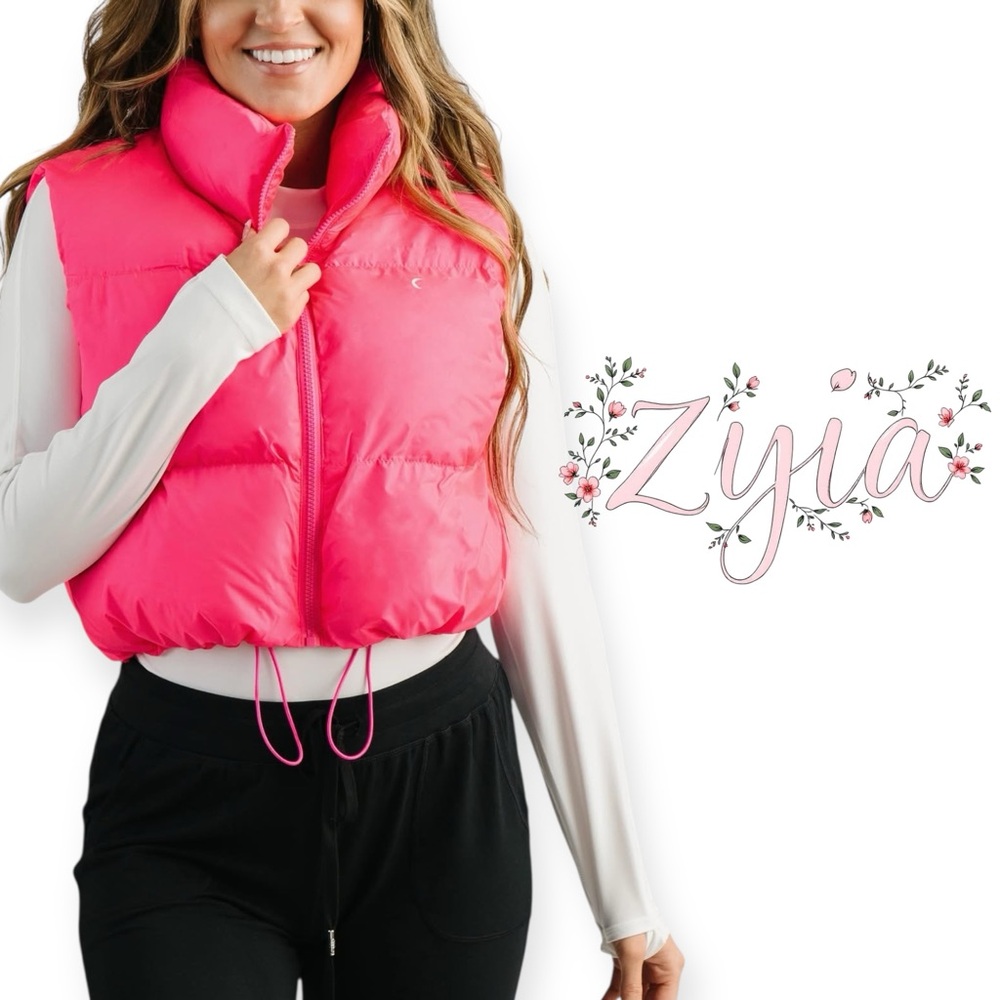ZYIA hot pink cropped puffer vest Size Medium ZYIA elevate puffer vest - Picture 9 of 9